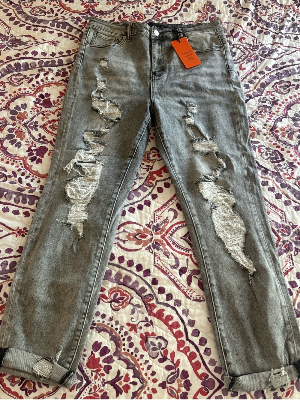 Vintage Grey Distressed Skinny Jeans for Women